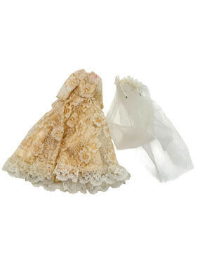 Vintage Dawn Doll Topper Wedding Dress & Veil 0815 Belle Dream Lace Barbie Clone